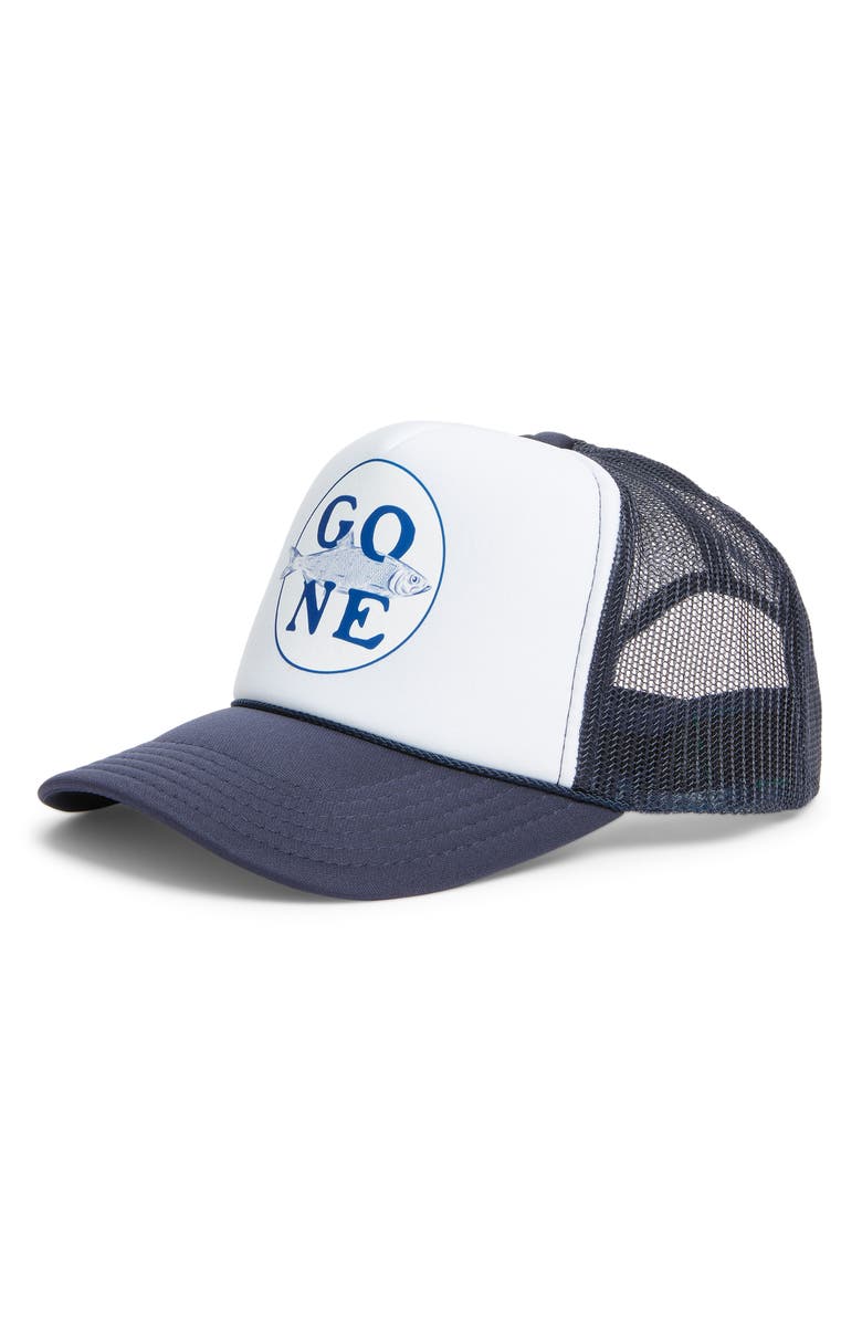 Friday Feelin’ Gone Fishin Baseball Cap, Main, color, Navy Split