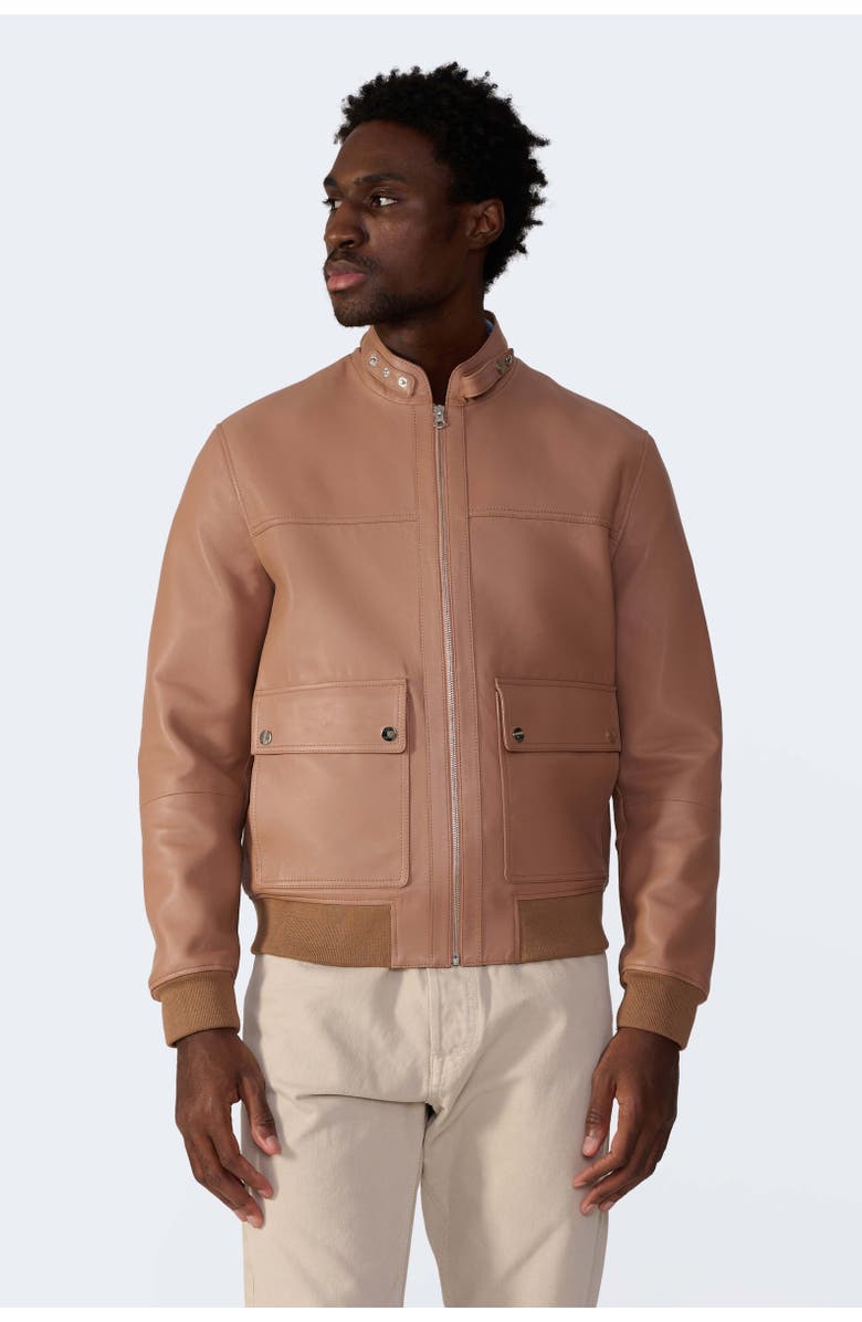 Furniq UK Rafe Leather Jacket, Alternate, color, Mocha Mousse