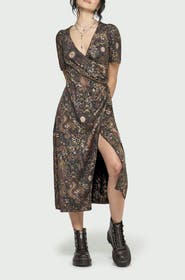 Disturbia Haunt Medieval Print Wrap Midi Dress