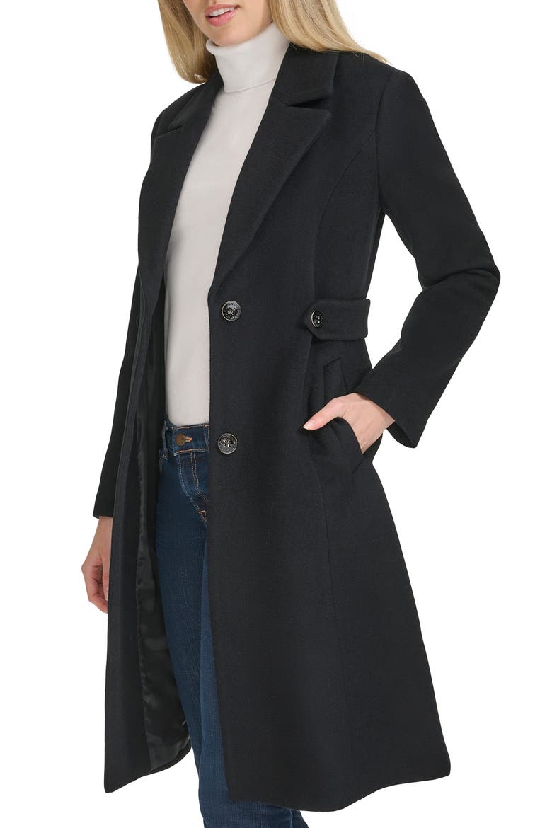 Slick Wool Blend Coat, Alternate, color, BLACK