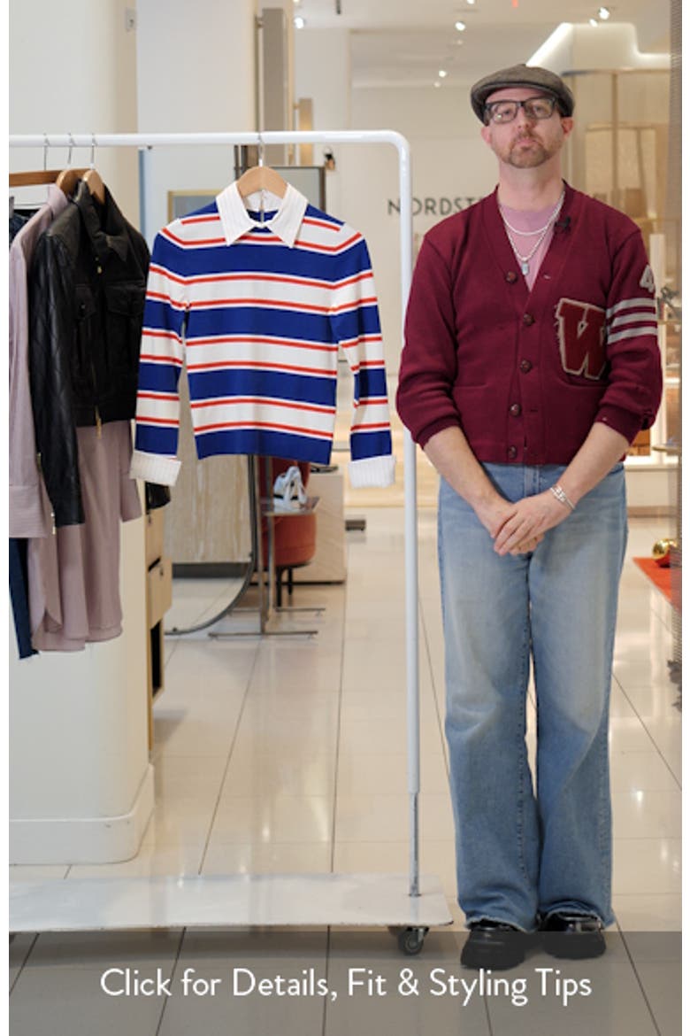 Porla Collared Stripe Cotton Blend Sweater video