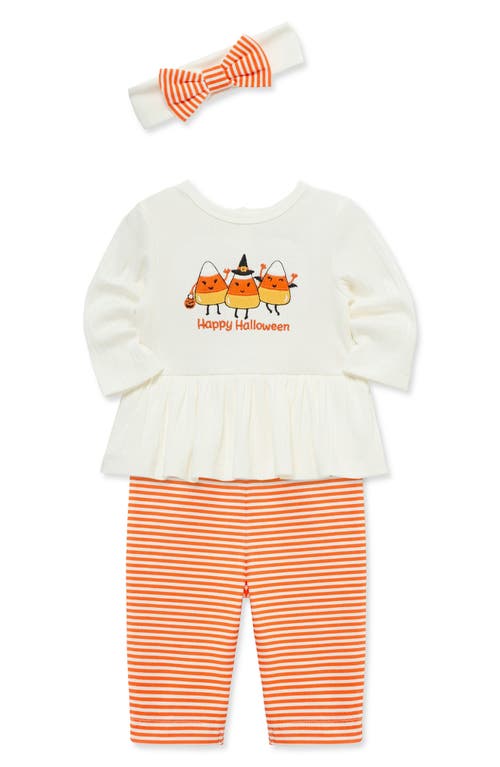 Little Me Halloween Candy Corn Bodysuit, Leggings & Headband Set In Multi