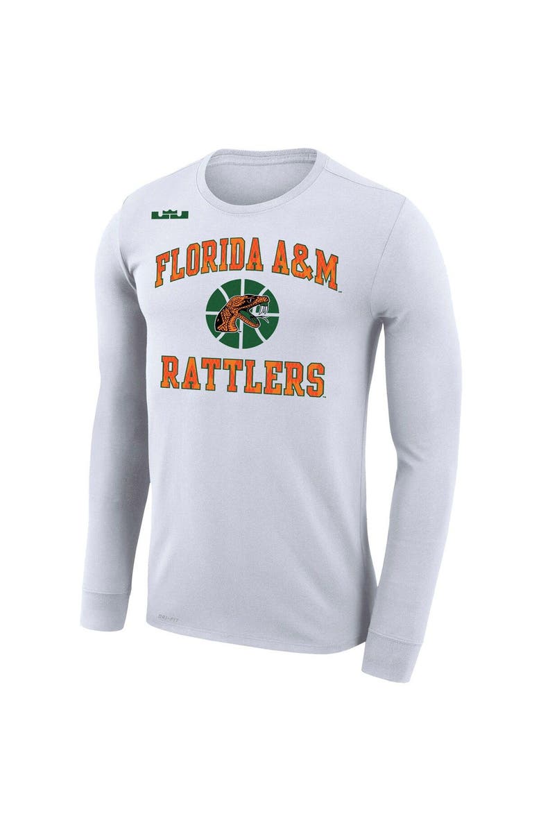 NIKE X LEBRON JAMES Men's Nike x LeBron James White Florida A&M Rattlers Collection Legend Performance Long Sleeve T-Shirt, Alternate, color, 
