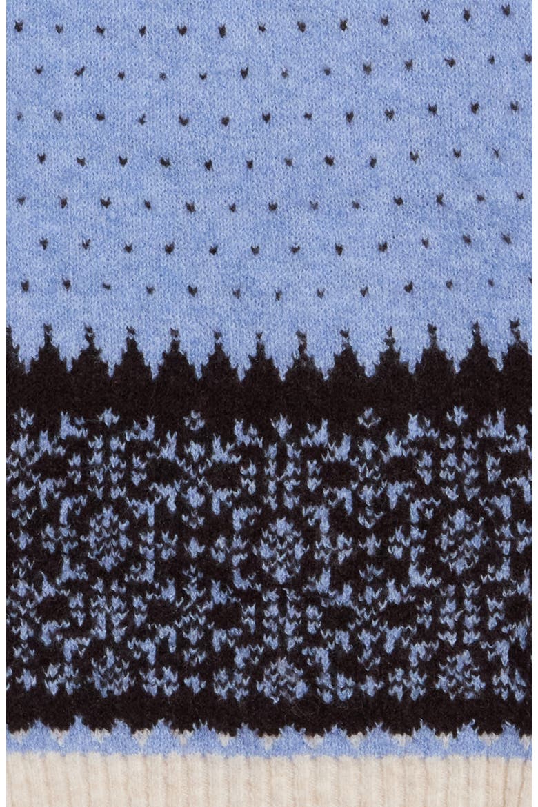 Fair Isle Skinny Scarf, Main, color, CHOCOLATE BROWN/ BLUE/ IVORY