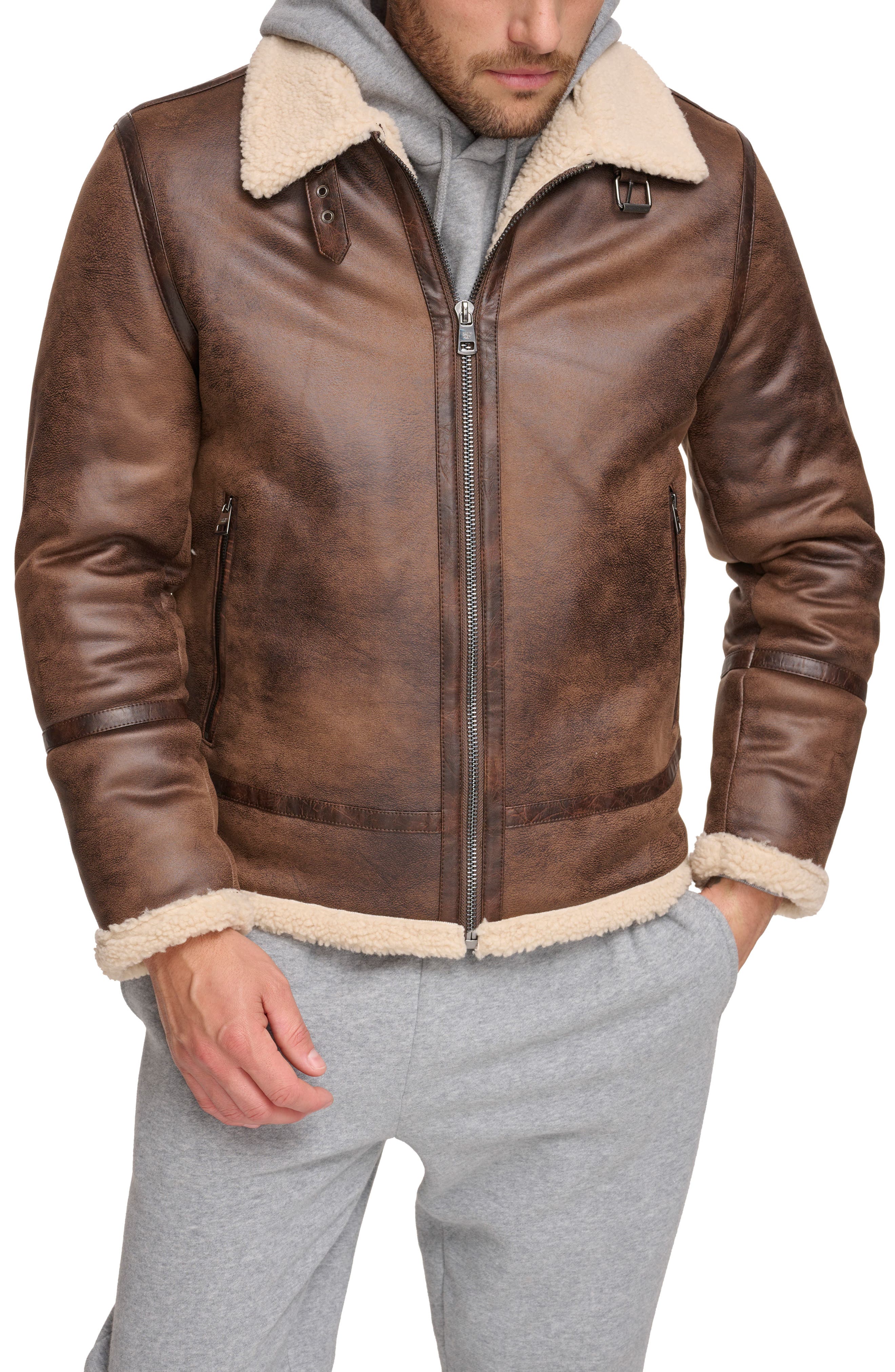 Calvin Klein Faux Suede & Faux Shearling Jacket