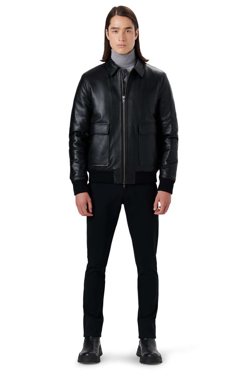 Bugatchi Leather Bomber Jacket, Alternate, color,