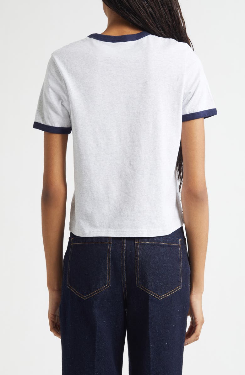 Sporty & Rich Riding Club Graphic Ringer T-Shirt, Alternate, color, Heather Gray/ Dark Navy