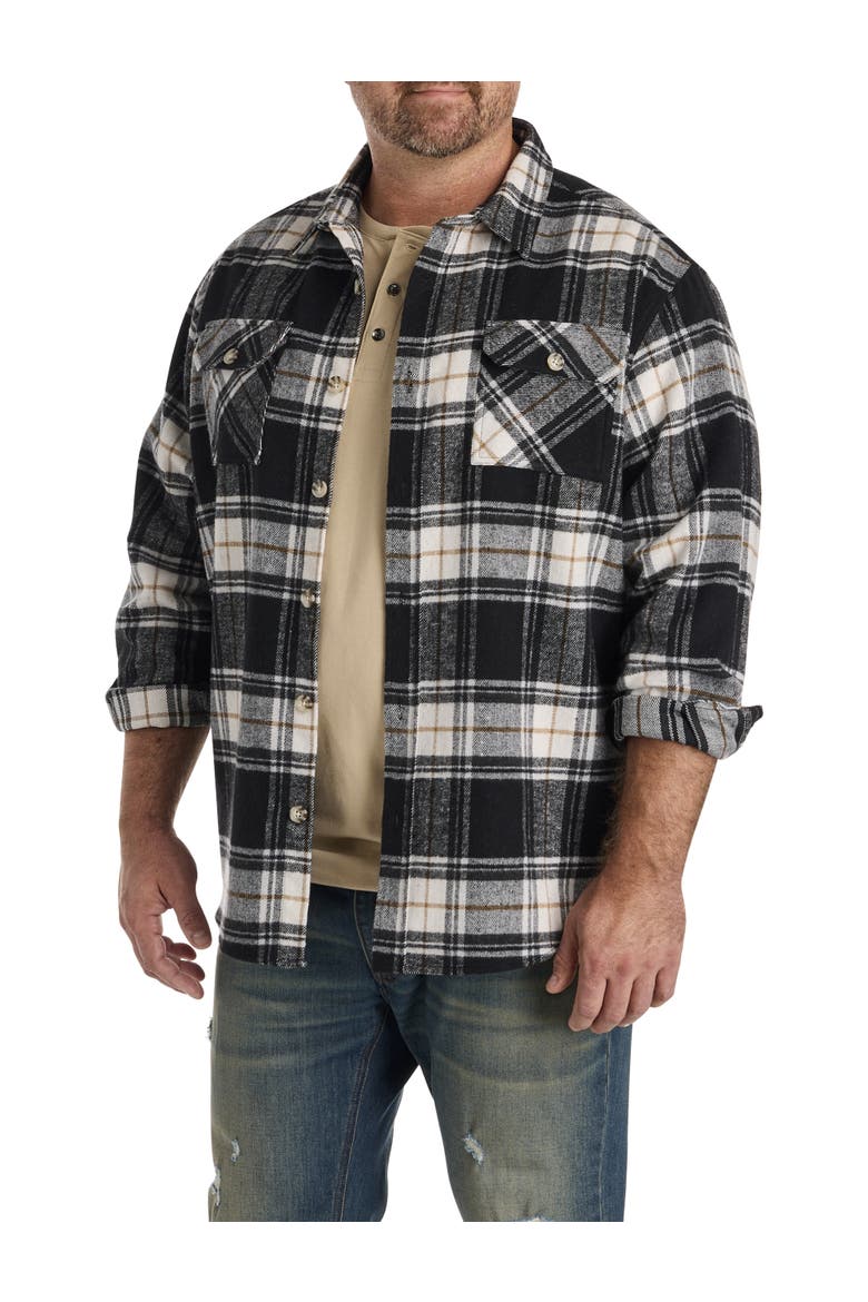 Big & Tall Flannel Shirt Jacket, Main, color, BLACK