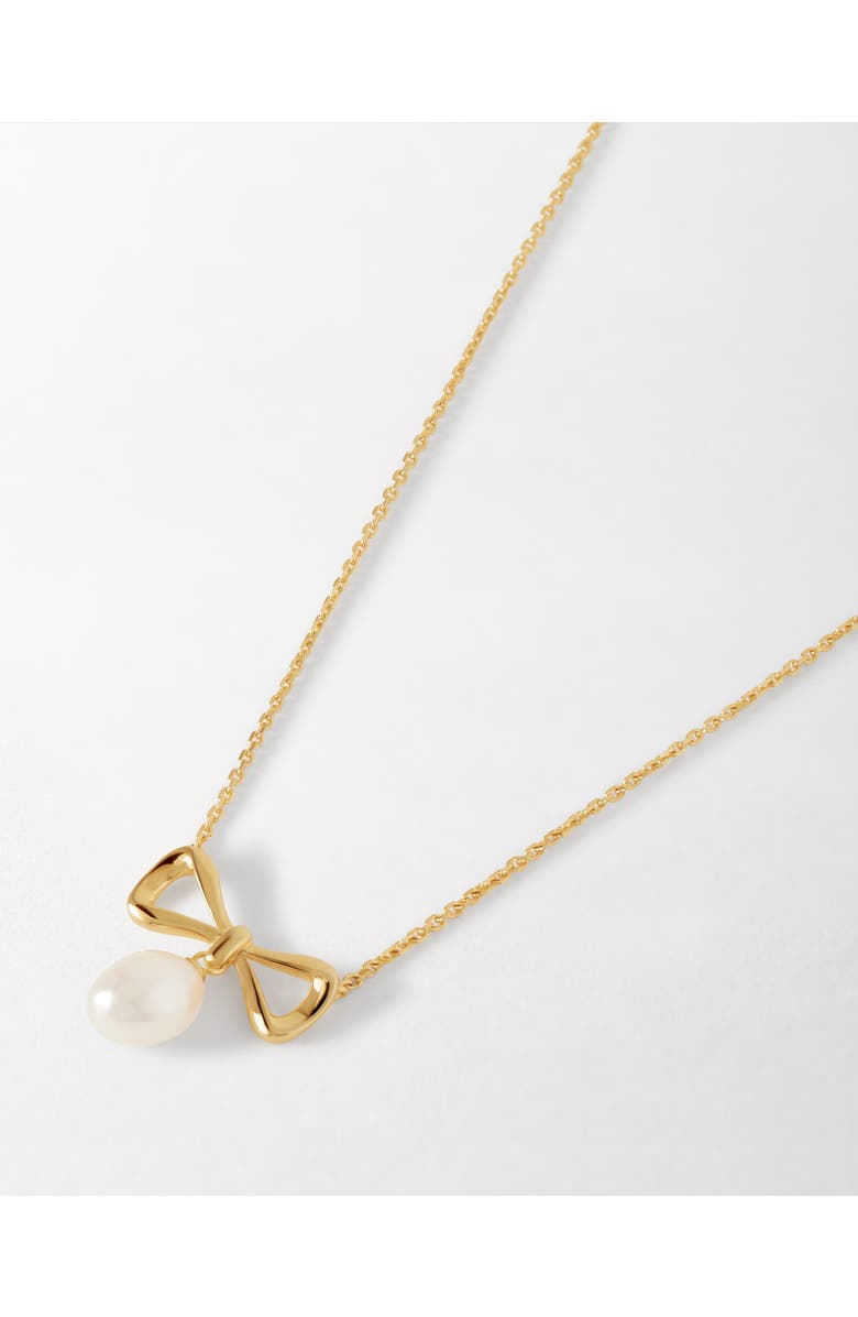Edge of Ember Bow Pearl Necklace, Alternate, color, Pearl