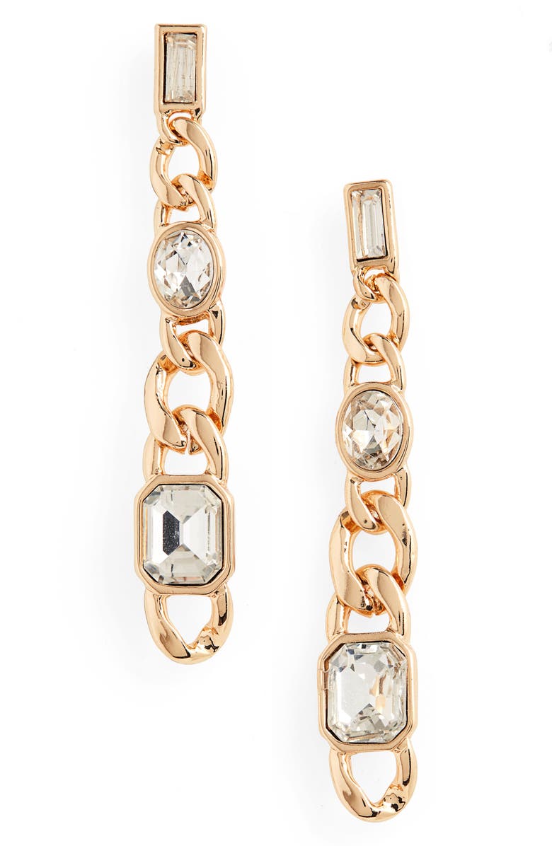 BP. Crystal & Chain Linear Earrings, Main, color,