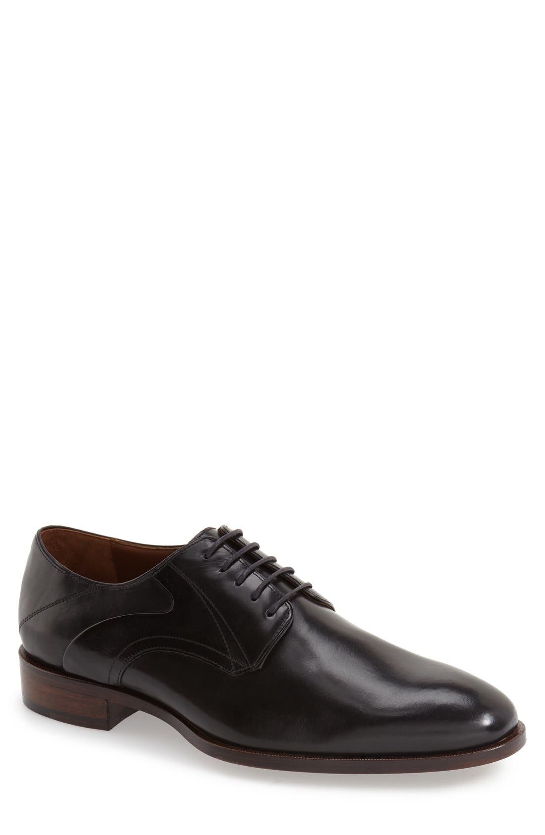 'Nolen' Plain Toe Derby, Main, color, BLACK