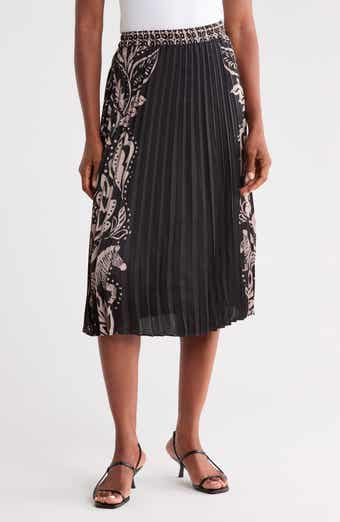 Printed Pleated Midi Skirt