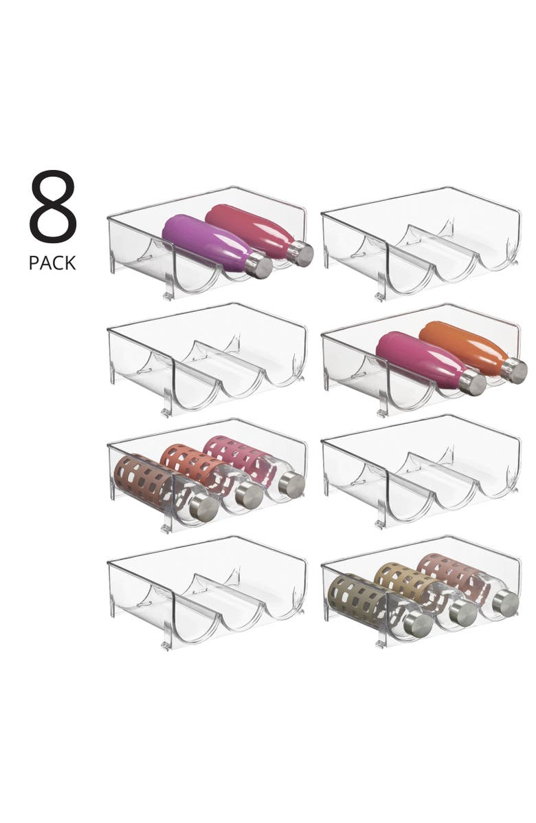 mDesign Plastic Free-Standing Stackable 3 Bottle Storage Rack, 8 Pack, Alternate, color, Clear
