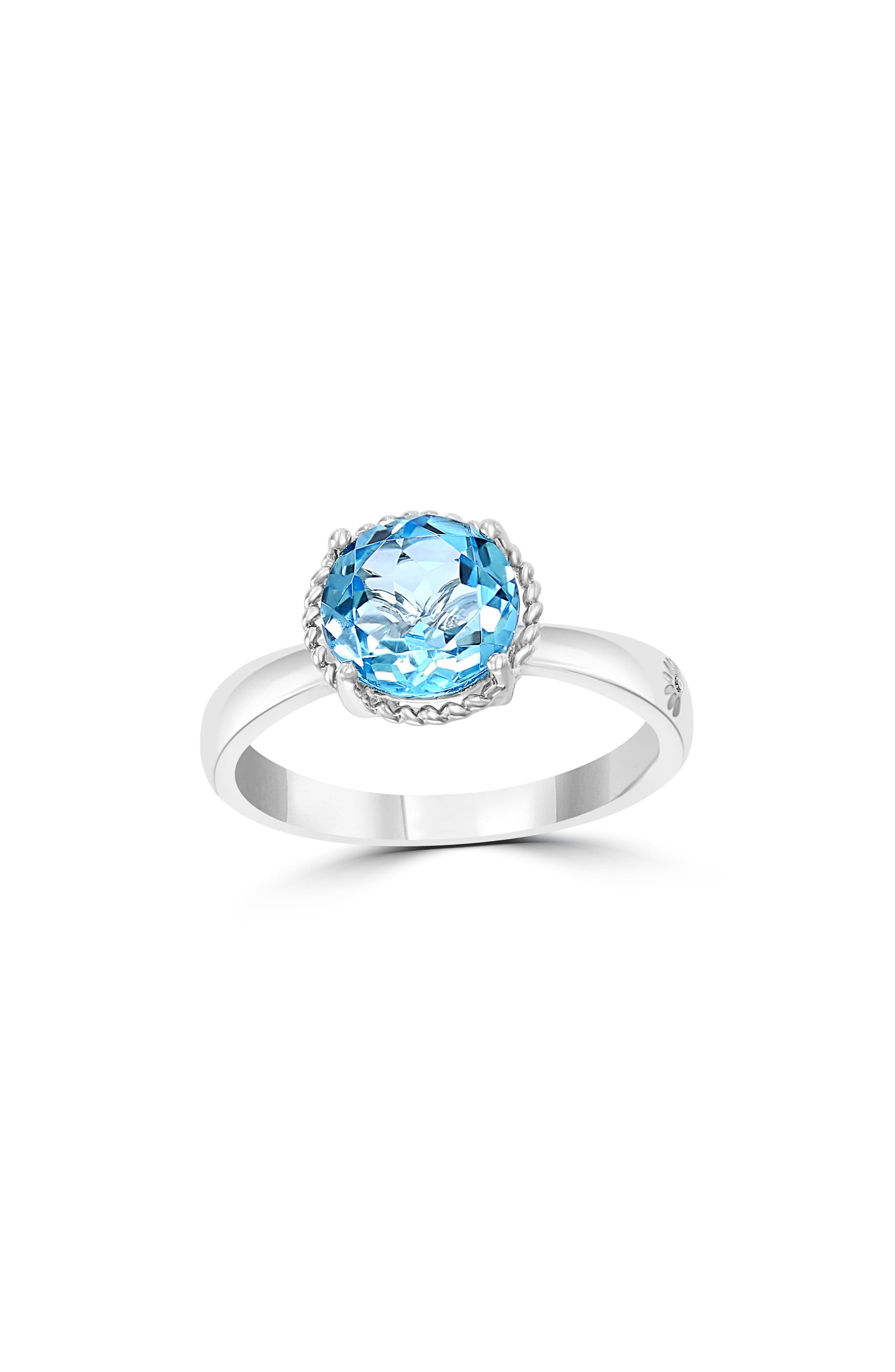 EFFY 14K White Gold Blue Topaz Solitaire Ring - Size 7 (Women ...
