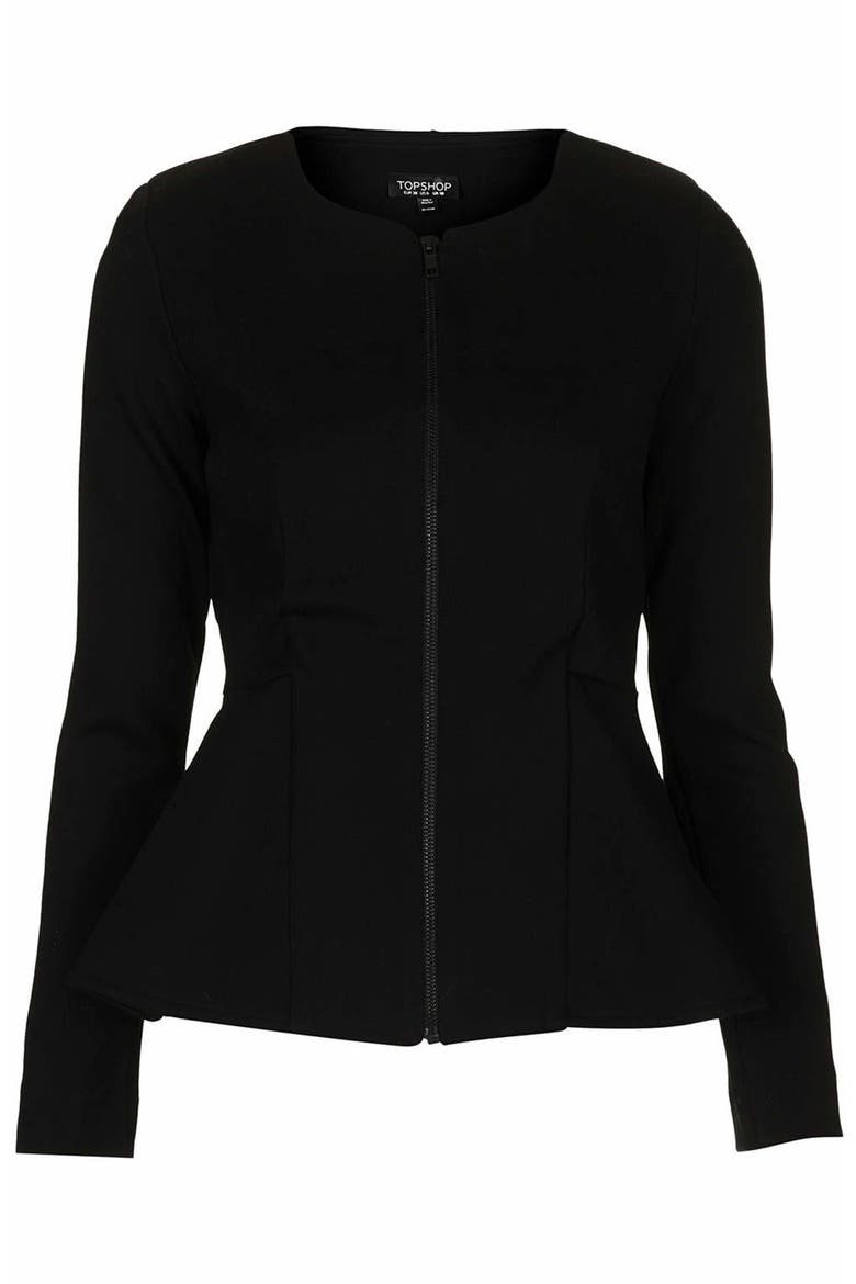 Tailored Peplum Jacket, Alternate, color, BLACK