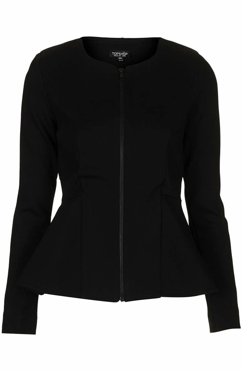 Topshop Tailored Peplum Jacket, Alternate, color, 