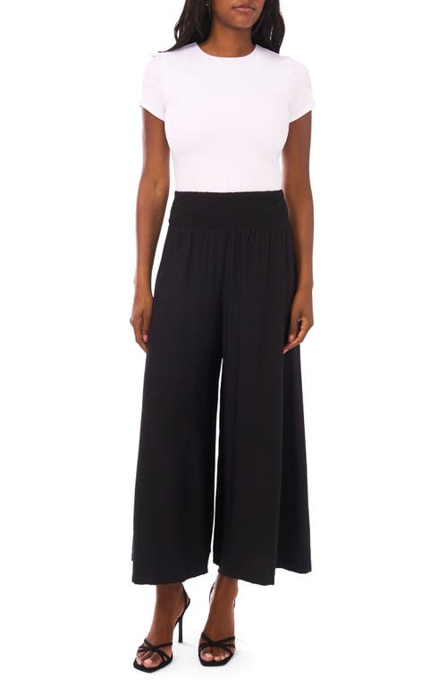 Vince Camuto Smocked Waist Wide Leg Pants In Black