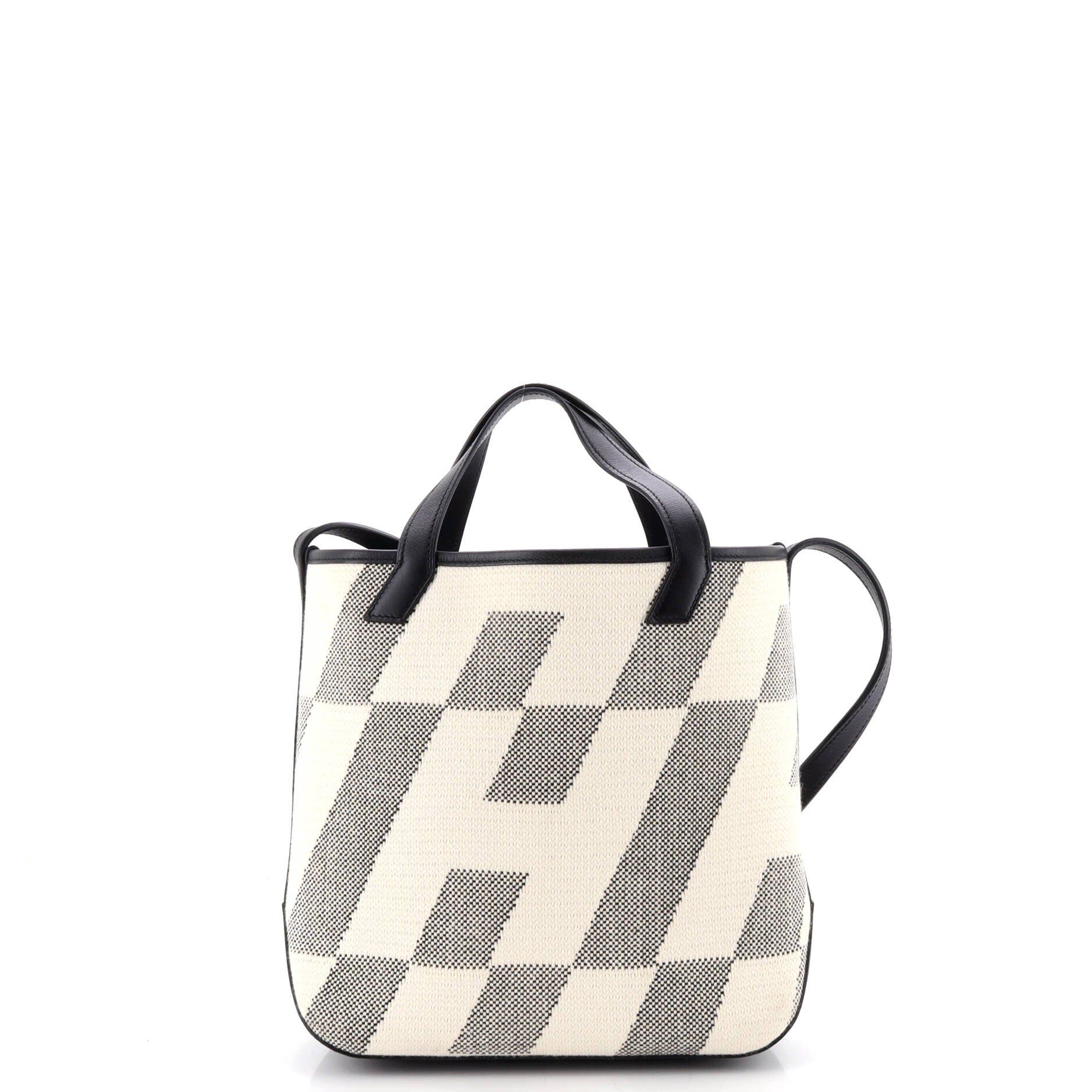 Cabas H en Biais Tote Canvas with Leather 27, Alternate, color, Black
