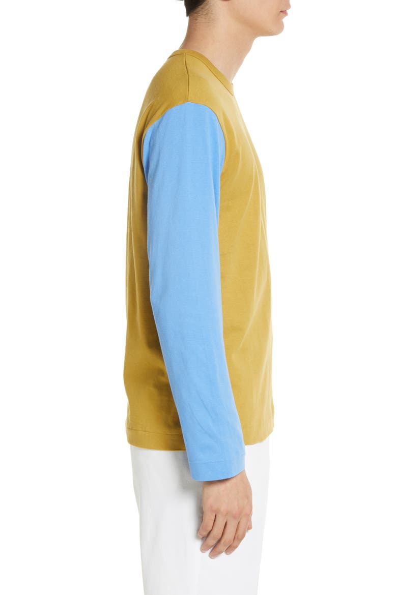 Colorblock Long Sleeve Cotton T-Shirt, Alternate, color, OLIVE/ BLUE