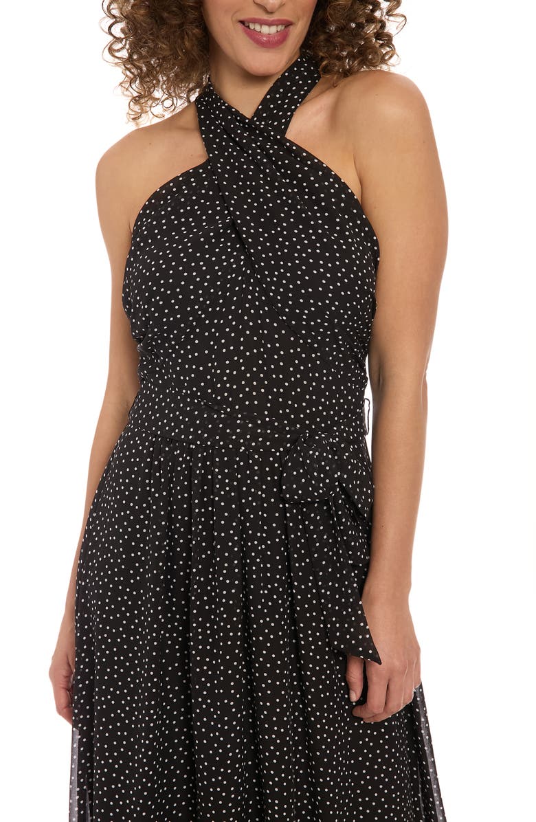 London Times Polka Dot Chiffon Maxi Dress, Alternate, color, Black/ White