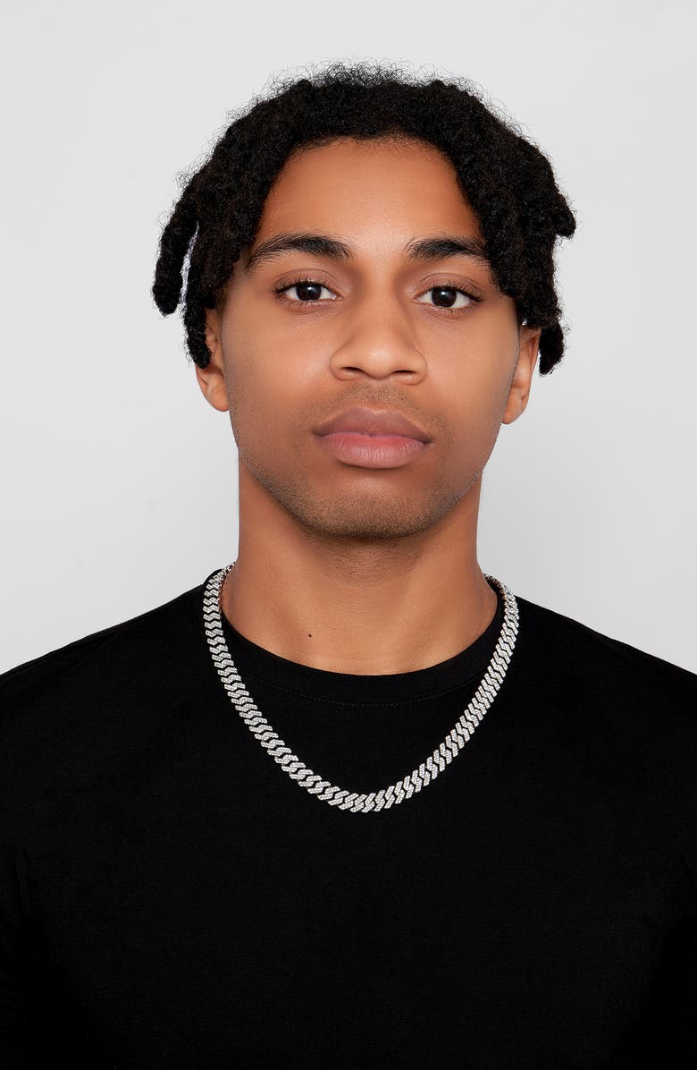 Adornia Men's Pavé Cubic Zirconia 10mm Curb Chain Necklace, Alternate, color, Silver