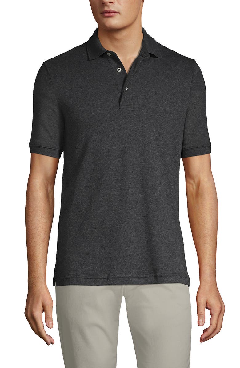 Lands' End Short Sleeve Cotton Supima Polo Shirt, Main, color, Dark Charcoal Heather