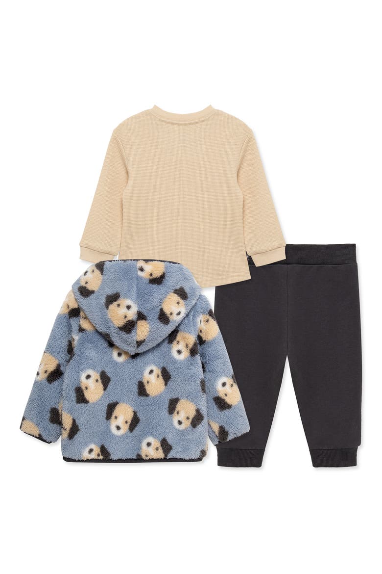 Puppy High Pile Fleece Jacket, T-Shirt & Joggers Set, Alternate, color, BLUE