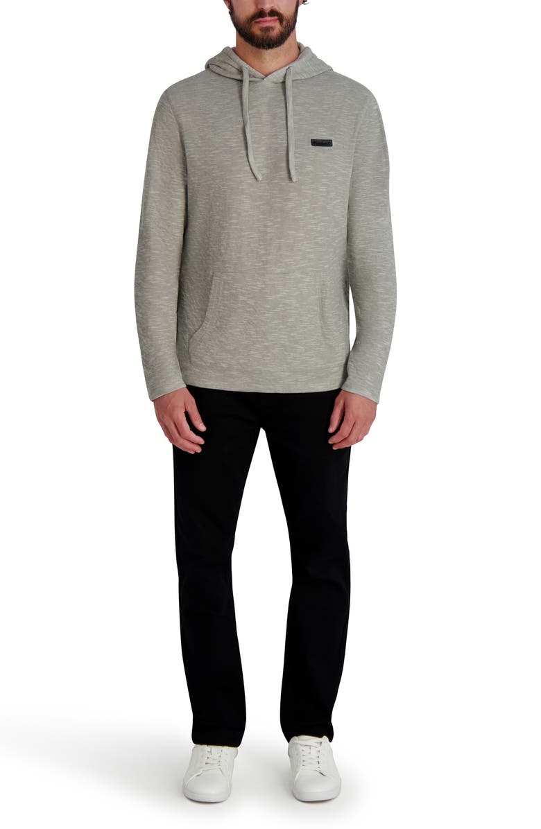 KARL LAGERFELD PARIS Logo Patch Hoodie, Alternate, color, Light Grey