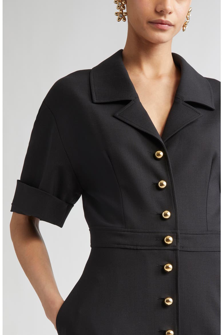 Stretch Virgin Wool Midi Dress, Alternate, color, BLACK