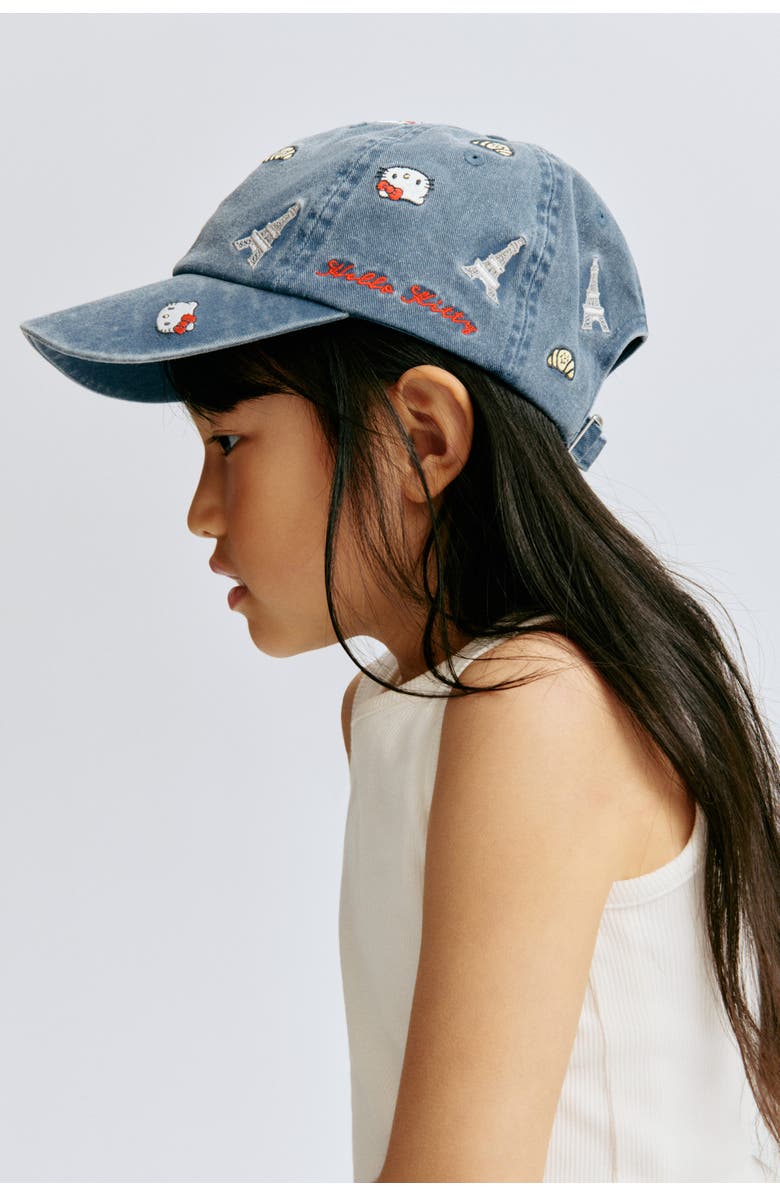 H&M Twill cap with motif, Main, color, Denim Blue/Hello Kitty