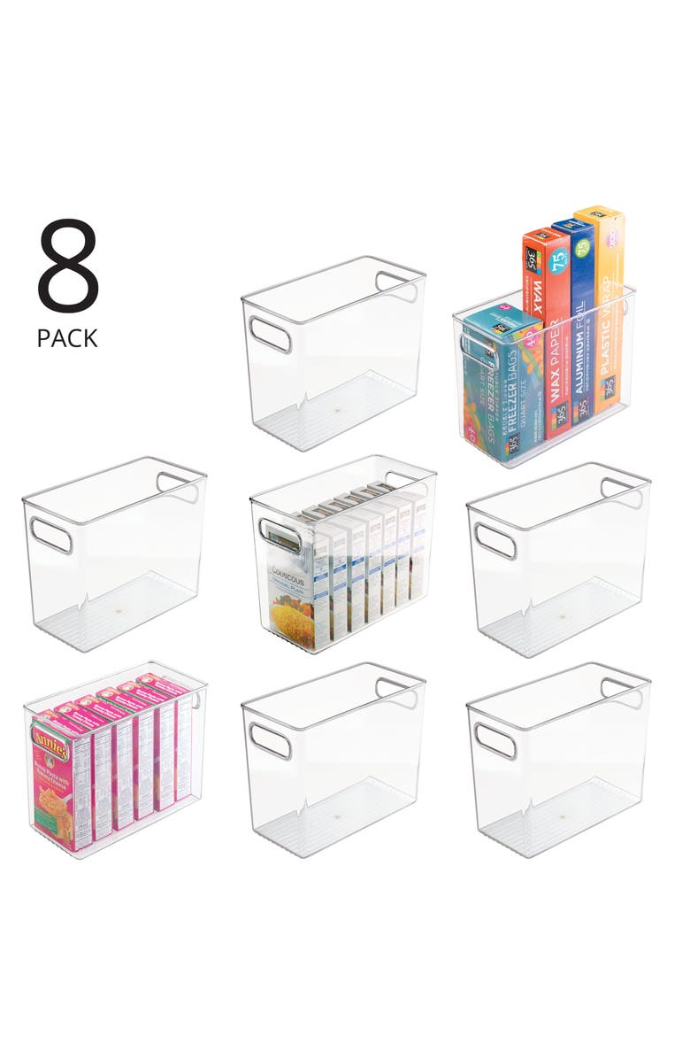 mDesign Tall Plastic Kitchen Storage Organizer Bin with Handles , 8 Pack, Alternate, color, 