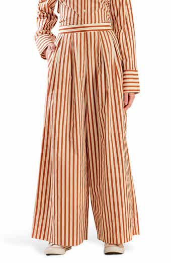 Striped High Waist Wide Leg Pants