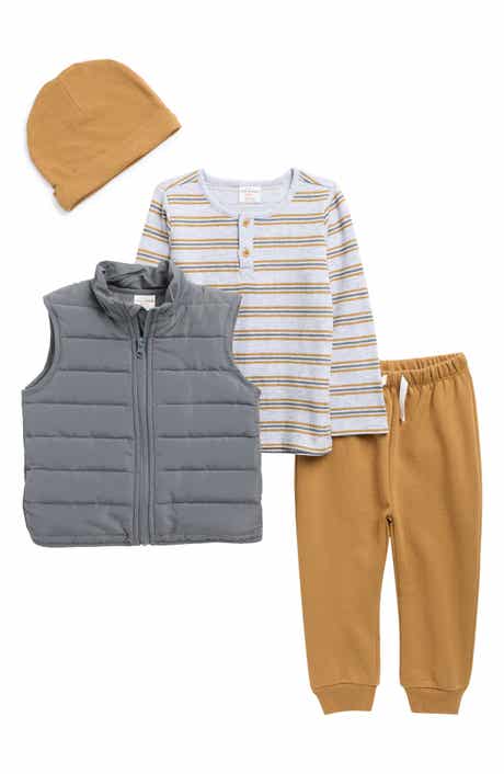 PL Baby by Petit Lem T-Shirt, Joggers, Puffer Vest & Beanie Set