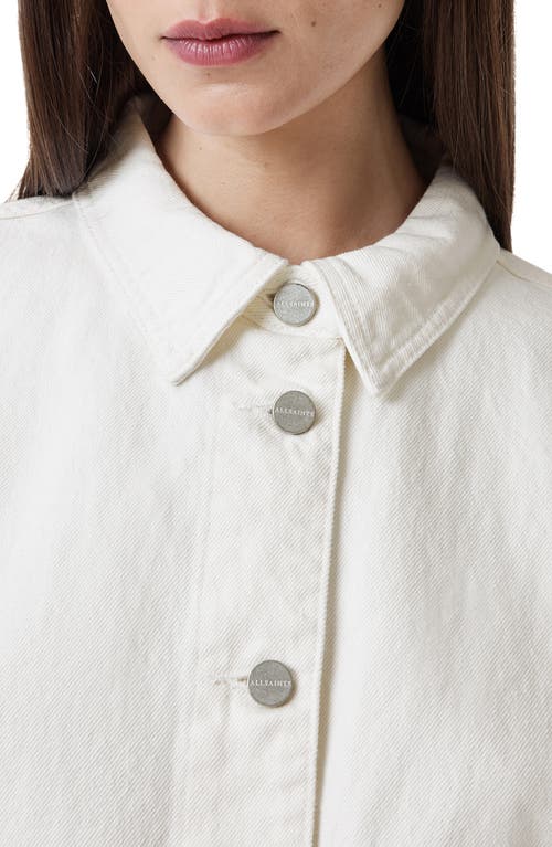 Allsaints Hettie Fray Denim Shirt Jacket In Off White