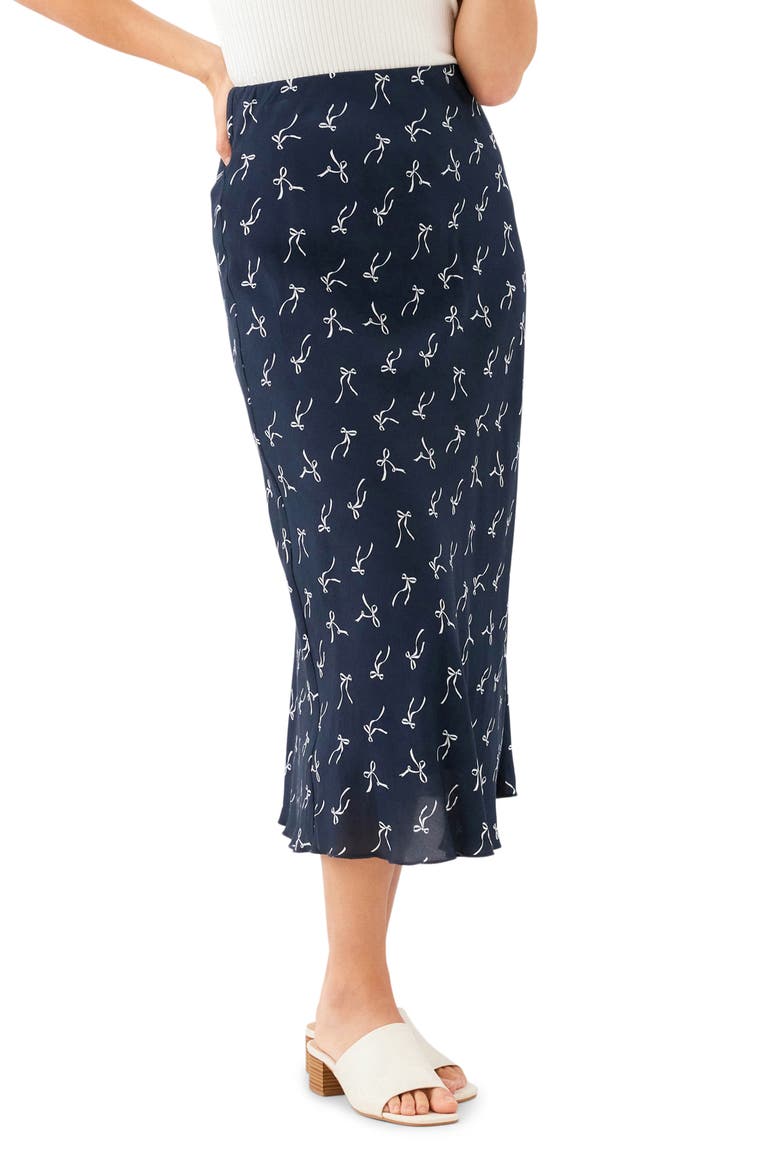 Bow Print Bias Cut Midi Skirt, Alternate, color, PRINT