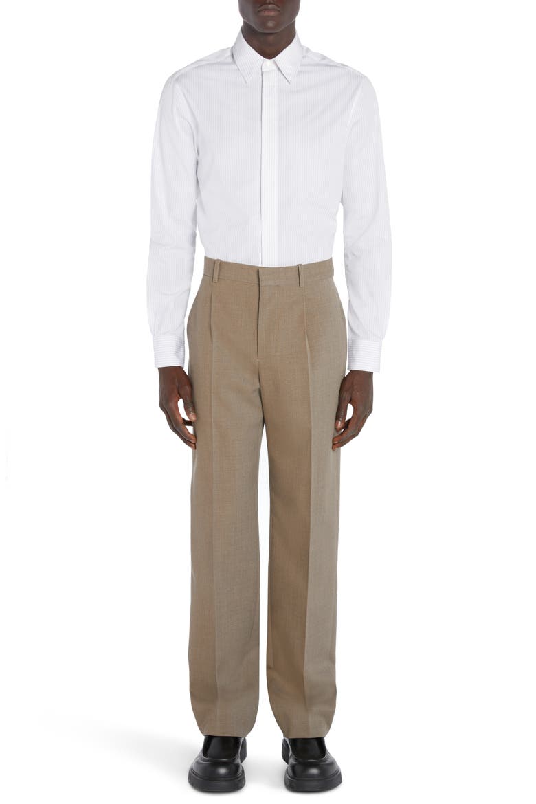 Pleated Multicolor Wool Twill Dress Pants, Alternate, color, GREY/ OCHRE MELANGE
