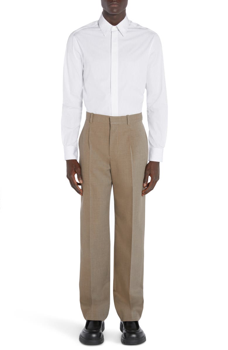 Bottega Veneta Narrow Pinstripe Button-Up Oxford Shirt, Alternate, color, White/ Grey