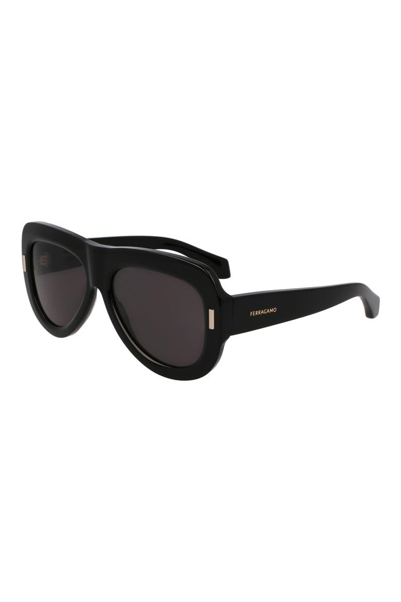 Rivets 57mm Aviator Sunglasses, Alternate, color, BLACK