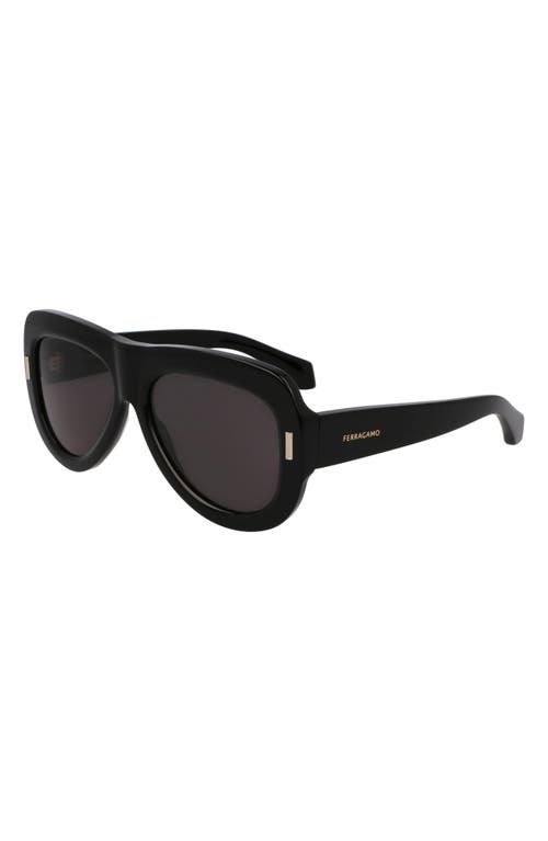 Ferragamo Rivets 57mm Aviator Sunglasses In Black