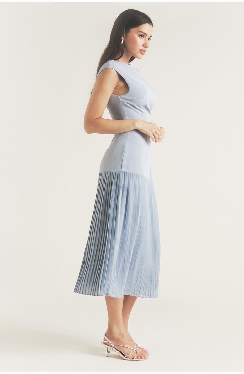 Six Stories Pleated Cap Sleeve Maxi Dress, Alternate, color, Blue