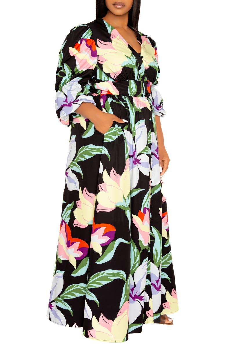 BUXOM COUTURE Floral Maxi Dress, Alternate, color, Black Multi
