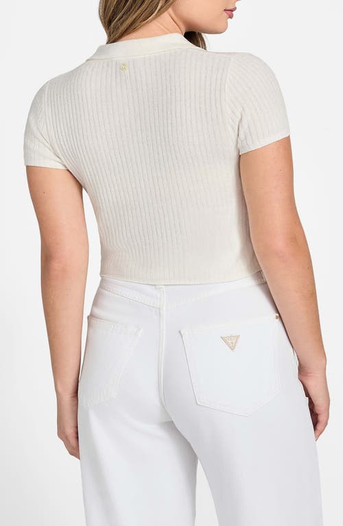 Guess Mona Chenille Polo Sweater In Brown
