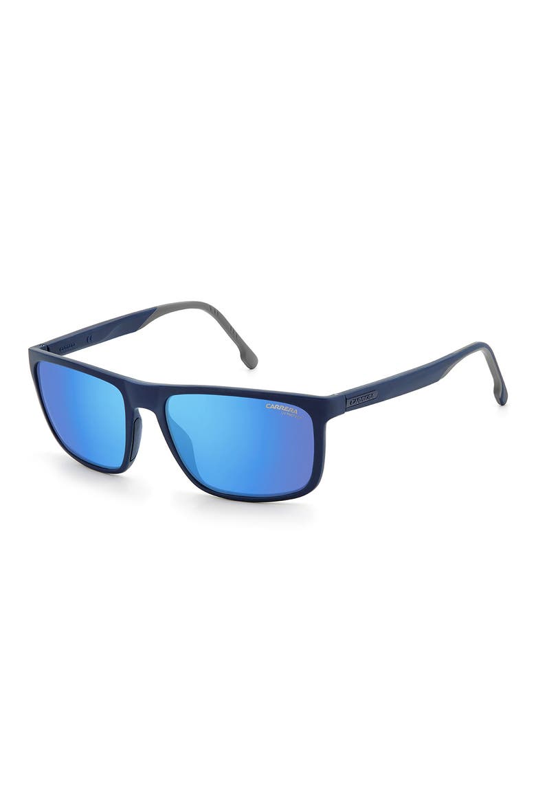 58mm Polarized Rectangle Sunglasses, Alternate, color, BLUE