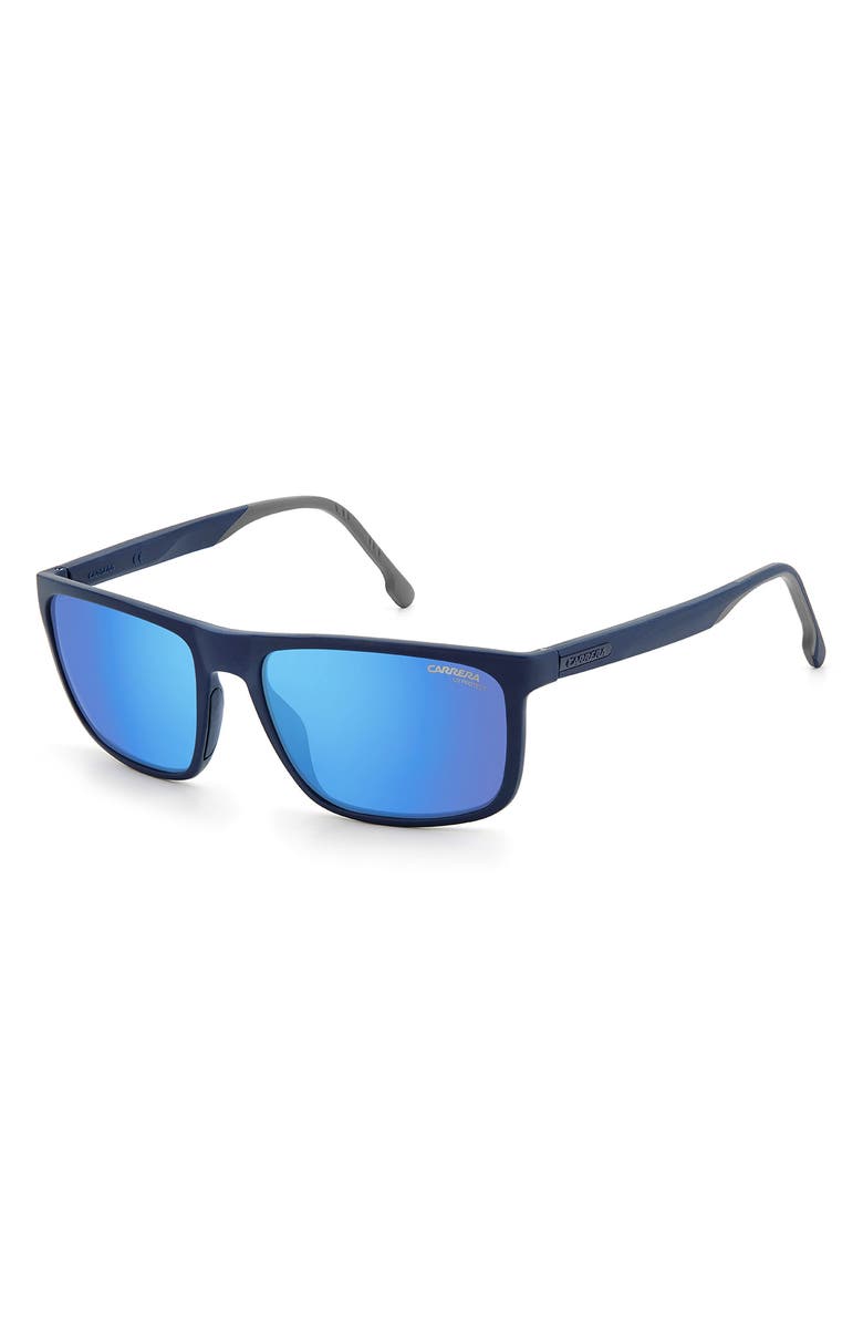 Carrera Eyewear 58mm Polarized Rectangle Sunglasses, Alternate, color, Blue