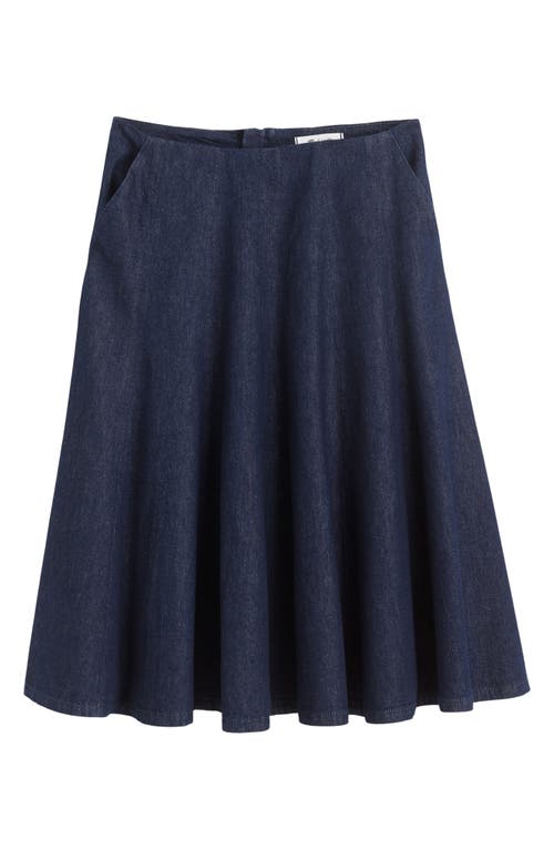 Madewell Flared Denim Midi Skirt In Blue