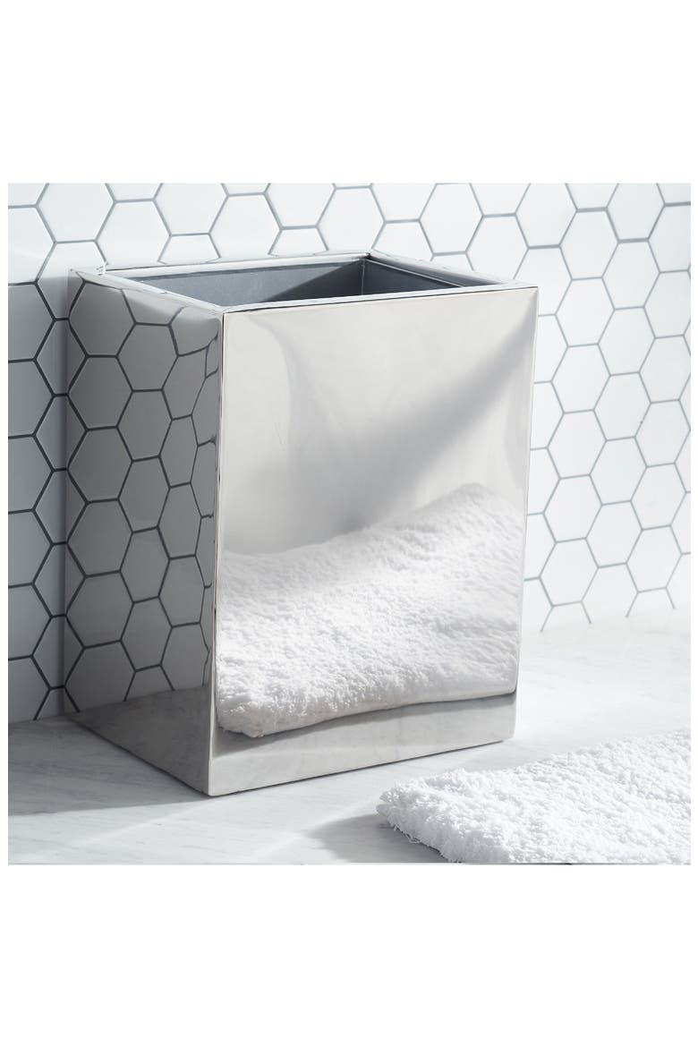 Stainless Steel Rectangular Waste Basket, Alternate, color, SILVER