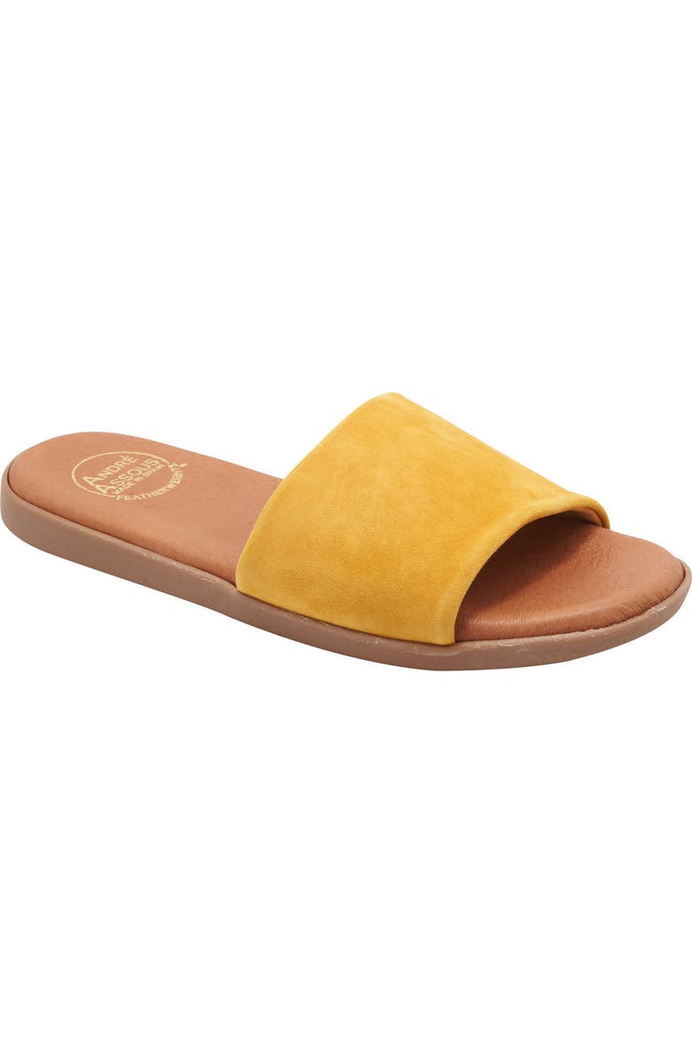 André Assous Paloma Woven Slide Sandal, Main, color, Lemon