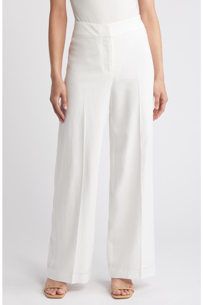 Wide Leg Linen Blend Pants, Main, color, IVORY