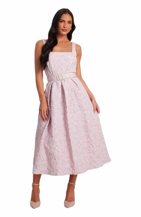 Jacquard Square Neck Midi Dress