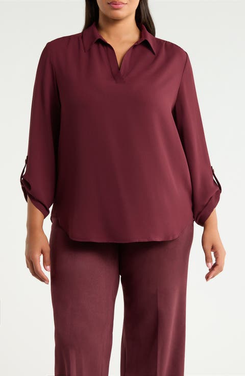 V-Neck Point Collar Shirt